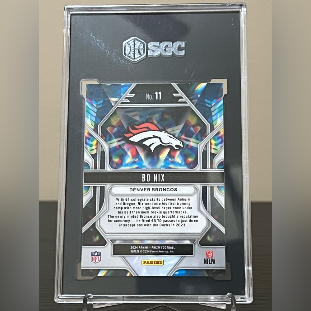 2024 Prizm Prizmatic Bo Nix SGC 10 Graded Rookie RC Card Denver Broncos 🔥🏈🐴🔥 QB - Picture 2 of 2